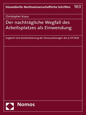 cover image of Der nachträgliche Wegfall des Arbeitsplatzes als Einwendung